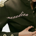 Napoleon Style Retro Rope Knot Decoration Stand Neck Long Sleeve Suit Jacket
