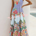 Unique Printed Spaghetti Strap Square Neck Casual Holiday Maxi Dress