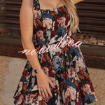 Fashionable Horse Print Square Neck Sleeveless Elegant Slim-fit Mini Dress