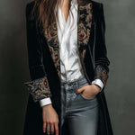 Léontine | Fitted Black Baroque Print Blazer