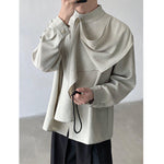Vintage Ribbon Scarf French Collar Shirt