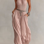 Bohemian Halter Neck Wide-Leg Jumpsuit