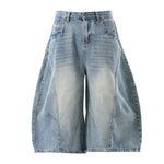 Retro Loose Scimitar Denim Cropped Trousers