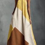 Tuscan Sun Geometric Patchwork Halter Dress
