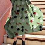 Simple Black Crane Prints Cotton Plus Size Summer Dress