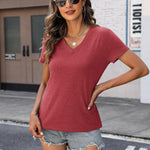 Zeagoo Women Casual Soft V Neck Basic Tee Tops