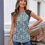 Zeagoo Women's Lace Cap Sleeve Tops Pleated Tank Tops
