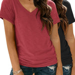 Zeagoo Women Casual Soft V Neck Basic Tee Tops