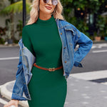 Zeagoo Women's Bodycon Dress Long Sleeve Slim Fit Turtleneck Dress