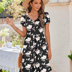 Zeagoo Womens Floral Pleated Button Down Petal Mini Dress