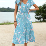 Zeagoo Women's Casual Dress Flutter Button Down Tiered Flowy Dress