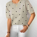 Zeagoo Womens Sweaters Short Sleeve Top Casual Knit Tops