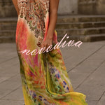 Bohemian Style Unique Print Sleeveless Backless Loose Maxi Dress