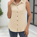 Zeagoo Sleeveless Button Down Shirts V Neck Solid Tank Tops