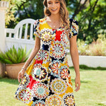 Zeagoo Womens Floral Pleated Button Down Petal Mini Dress