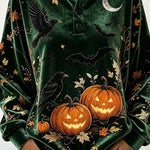 Spooky Season Velvet Long Sleeve Halloween Shirt with Buttons