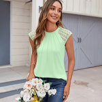 Zeagoo Women's Lace Cap Sleeve Tops Pleated Tank Tops