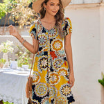 Zeagoo Womens Floral Pleated Button Down Petal Mini Dress