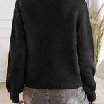 Solid Color Casual Loose Lace-up Knitted Sweater