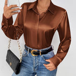 Zeagoo Satin Blouses Casual Long Sleeve Button Down Silk Shirts