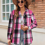 Zeagoo Women Flannel Shacket Jacket Plaid Button Down Shirt