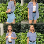 Zeagoo Womens Button Down Shirts Rolled Cuffed Shirt