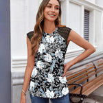 Zeagoo Women's Lace Cap Sleeve Tops Pleated Tank Tops