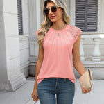 Zeagoo Women's Lace Cap Sleeve Tops Pleated Tank Tops