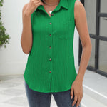 Zeagoo Sleeveless Button Down Shirts V Neck Solid Tank Tops