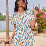 Zeagoo Womens Short Sleeve Tunic Shirts Floral Print Tops