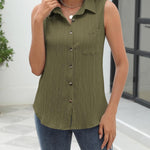 Zeagoo Sleeveless Button Down Shirts V Neck Solid Tank Tops