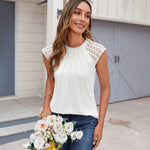 Zeagoo Women's Lace Cap Sleeve Tops Pleated Tank Tops