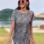 Zeagoo Womens Short Sleeve Tunic Shirts Floral Print Tops