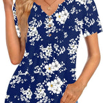 Zeagoo Tunic Tops V Neck Loose Fit Short Sleeve Shirt (DE Only)
