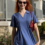 Zeagoo Short Sleeve Polo T Shirts Pleated V Neck Tee