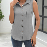 Zeagoo Sleeveless Button Down Shirts V Neck Solid Tank Tops