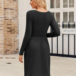 Zeagoo Womens Casual Sweater Dress Square Neck Knit Long Sleeve Dress