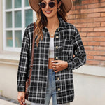 Zeagoo Women Flannel Shacket Jacket Plaid Button Down Shirt