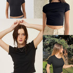 Zeagoo Women's T-Shirt Crew Neck Short Sleeve Crop Tops (DE Only)