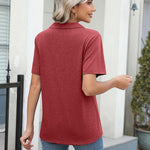 Zeagoo Short Sleeve Polo T Shirts Pleated V Neck Tee