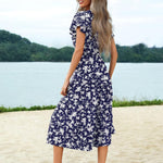 Zeagoo Women's Casual Dress Flutter Button Down Tiered Flowy Dress