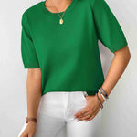 Zeagoo Womens Sweaters Short Sleeve Top Casual Knit Tops