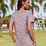 Zeagoo Womens Short Sleeve Tunic Shirts Floral Print Tops