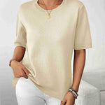 Zeagoo Womens Sweaters Short Sleeve Top Casual Knit Tops