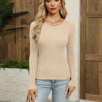 Zeagoo Women's Long Sleeve Basic Slim Fit Tops Ribbed Knit T-Shirt