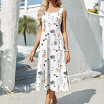 Zeagoo Floral Beach Sundress Casual A-Line Midi Tank Dresses