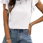 Zeagoo Womens Summer Tops Crewneck Short Sleeve Shirts Casual Basic Ruffle T Shirt Fashion Cute Blouse 2024