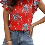 Zeagoo Womens Summer Tops Crewneck Short Sleeve Shirts Casual Basic Ruffle T Shirt Fashion Cute Blouse 2024