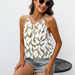 Zeagoo Womens Halter Neck Tank Tops Sleeveless Pleated Tops