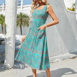 Zeagoo Floral Beach Sundress Casual A-Line Midi Tank Dresses